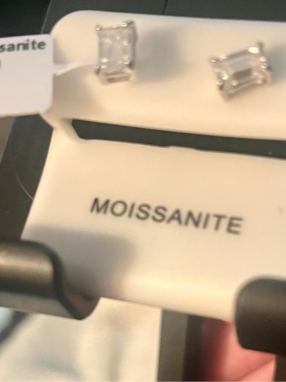 Emerald-Cut Moissanite Solitaire earring set in Silver Tone